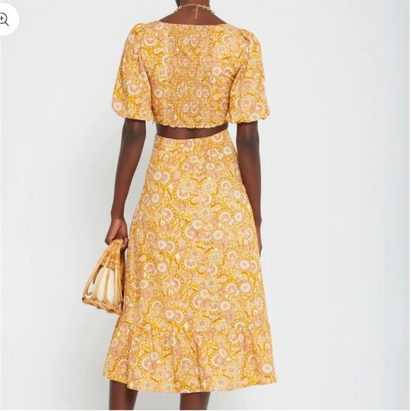 (OPT) Anthropologie Brand New Mustard Paisley Sana Two Piece Set - Picture 3 of 9